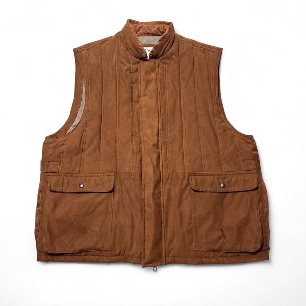 Orvis Hunting Field Vest Corduroy Collar Brown Canvas Quilted XXL